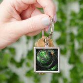 Over de hele wereld: Groene Abstracte kunst Klein Sleutelhanger (Hand)