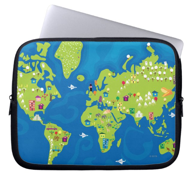 Over de hele wereld laptop sleeve (Voorkant)
