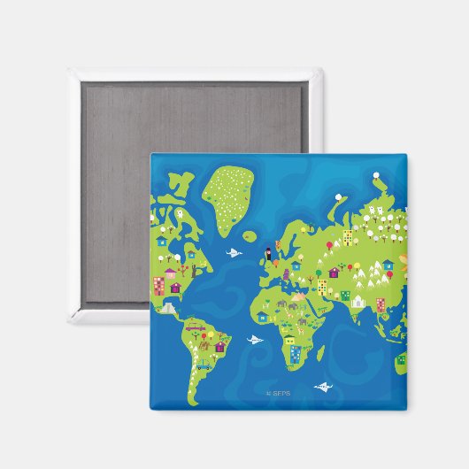Over de hele wereld magneet (Voorkant / Achterkant)