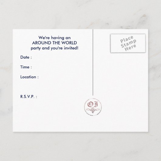 over de hele wereld : paspoort uitnodiging briefkaart (Achterkant)