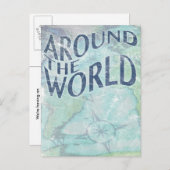 over de hele wereld : paspoortpagina uitnodiging briefkaart (Voorkant / Achterkant)