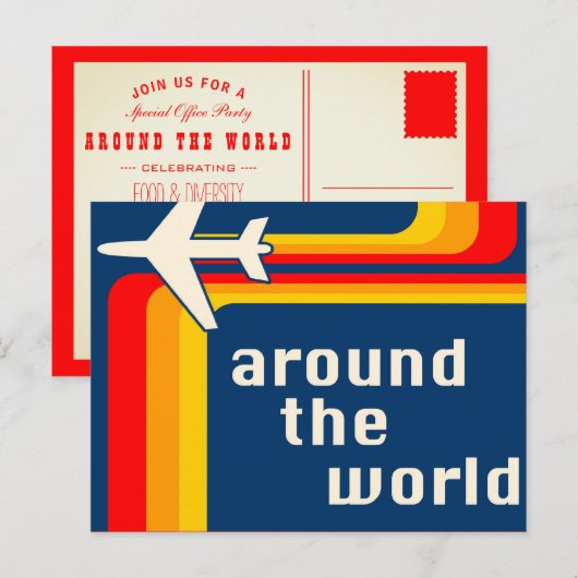 over de hele wereld retro - strepen briefkaart (Voorkant / Achterkant)