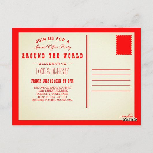 over de hele wereld retro - strepen briefkaart (Achterkant)