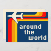 over de hele wereld retro - strepen kaart (Voorkant / Achterkant)