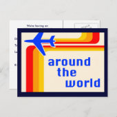 over de hele wereld : retrorstripes uitnodiging briefkaart (Voorkant / Achterkant)