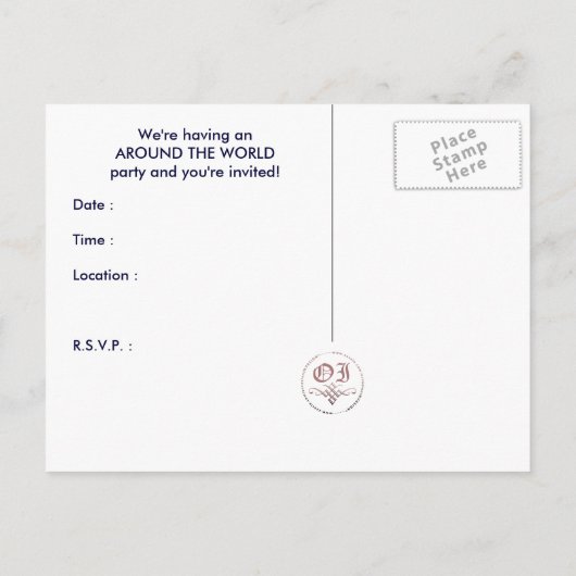 over de hele wereld : retrorstripes uitnodiging briefkaart (Achterkant)