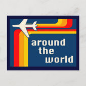 over de hele wereld : retrorstripes uitnodiging briefkaart (Voorkant)