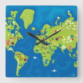 Over de hele wereld vierkante klok (Voorkant)