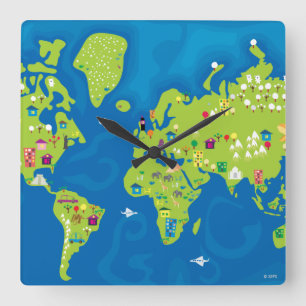 Over de hele wereld vierkante klok