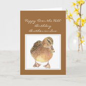 Over de heuvel Brother-in-Law Birthday Fun Duck Kaart (Gele Bloem)