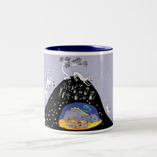 over de heuvel en onder de heuvel tweekleurige koffiemok (Center)