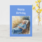 Over de heuvel, leuke oude verjaardag kaart (Gele Bloem)