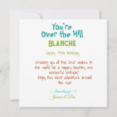 OVER DE HEUVEL LEUKE VERJAARDAGSTAART KAART (Achterkant)