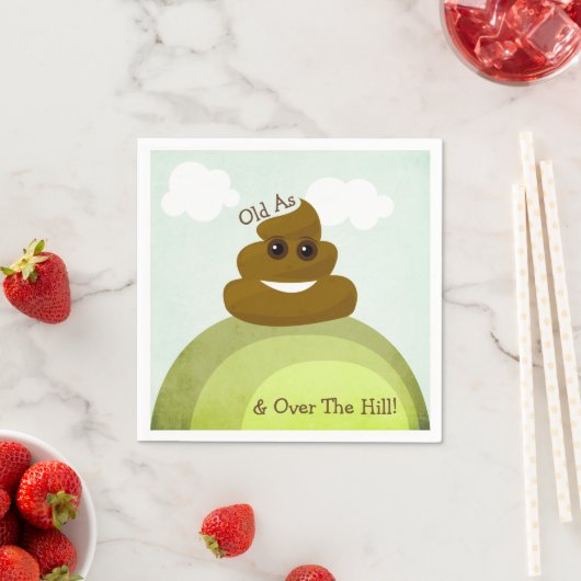 Over de heuvel poep emoji verjaardagsfeestje serve servetten (Insitu)