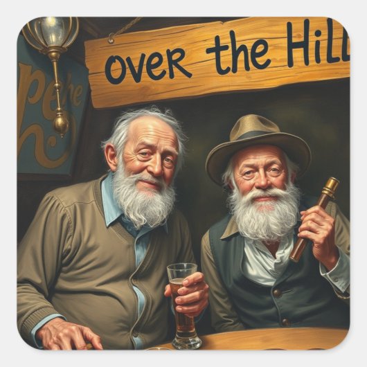 Over de Hill Club 2 Vierkante Sticker (Voorkant)