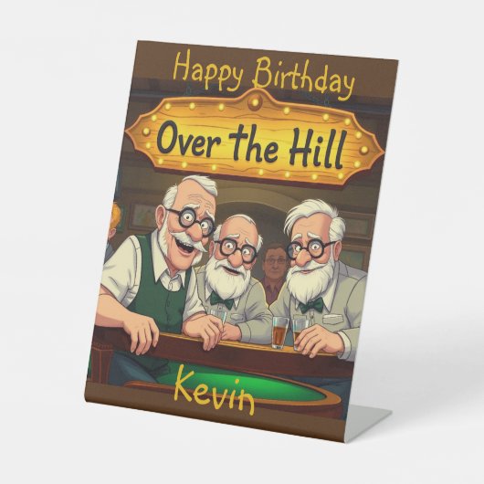 Over de Hill Club Reclamebord Met Voetstuk (Voorkant)