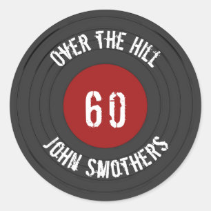 Over de Hill Name Age Vinyl Rock N Roll Record Ronde Sticker