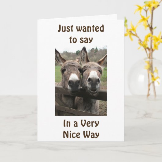 "OVER DE HILL ZIET ER GROOT UIT OP JE" ZEGT DONKEY KAART (Gele Bloem)