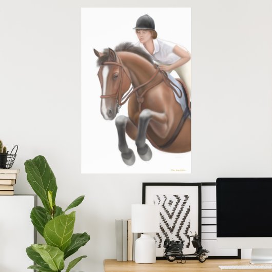 Over de Hurdle Equestrian Print (Thuiskantoor)