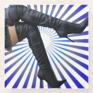 Over de knie Thigh Boots - Blue Starburst Glazen Onderzetter