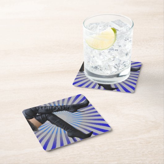 Over de knie Thigh Boots - Blue Starburst Kartonnen Onderzetters (Insitu)