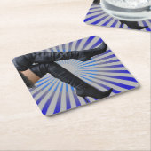 Over de knie Thigh Boots - Blue Starburst Kartonnen Onderzetters (Schuin)