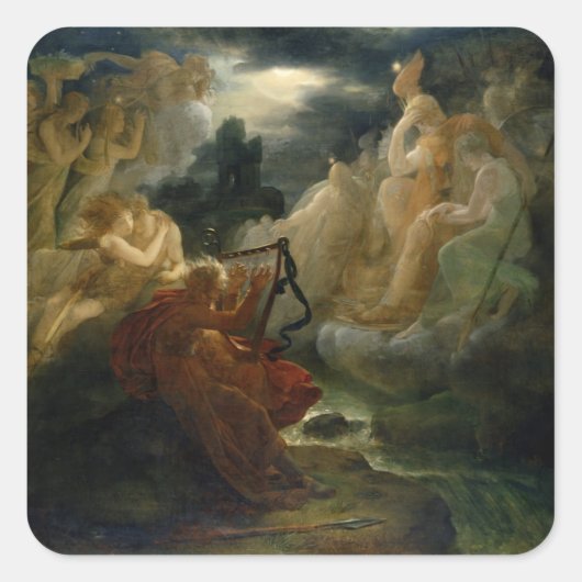 Over de Lora Vierkante Sticker (Voorkant)