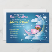 Over de maan Baby Girl Shower Cradled on Crescent Kaart (Voorkant)