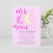 Over de Maan Baby Girl Shower Uitnodiging (Staand voorkant)