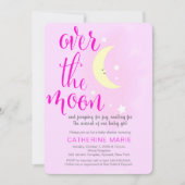Over de Maan Baby Girl Shower Uitnodiging (Voorkant)