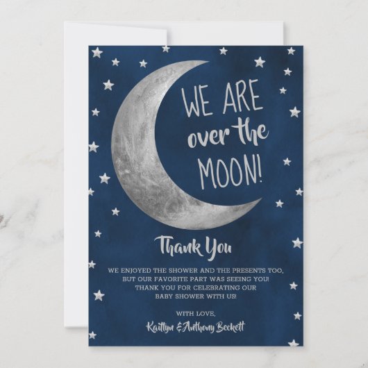 Over de maan | BABY SHOWER Bedankkaart (Voorkant)