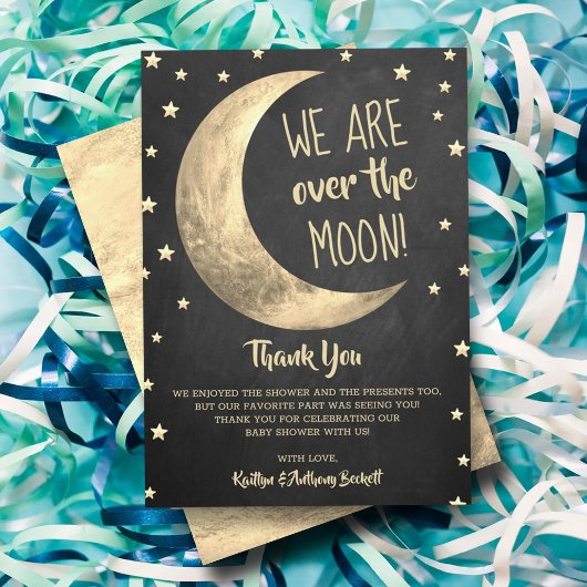 Over de maan | BABY SHOWER Bedankkaart