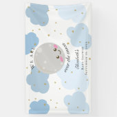 Over de Maan Baby Shower Blauw Cute Achtergrond Spandoek (Verticaal)