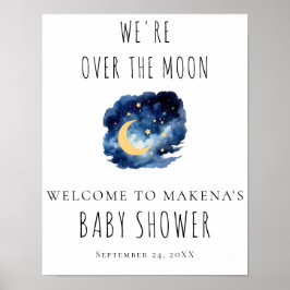 Over de Maan Baby Shower Bord Poster
