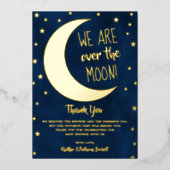 Over de maan | Baby shower Dank u wel Folie Uitnodiging (Voorkant)