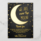 Over de maan | Baby shower Dank u wel Folie Uitnodiging (Voorkant)