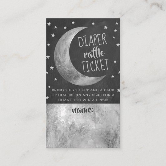 Over de maan | Baby shower Diaper Raffle Ticket Informatiekaartje (Voorkant)