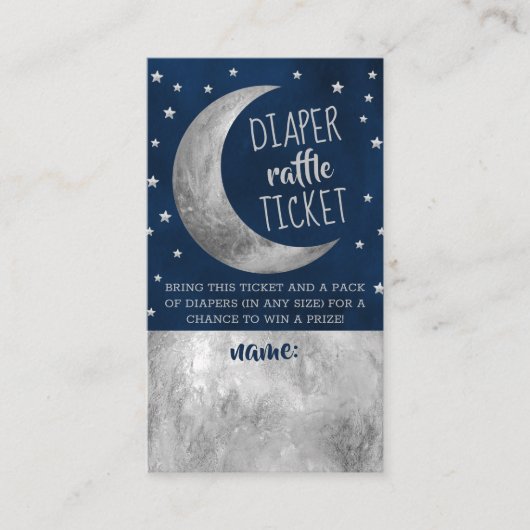 Over de maan | Baby shower Diaper Raffle Ticket Informatiekaartje (Voorkant)