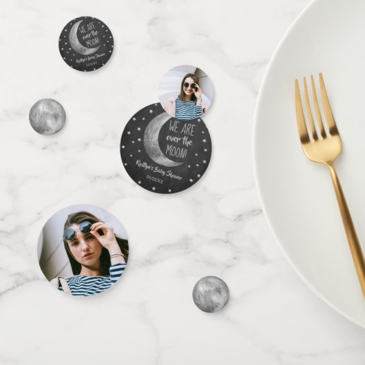 Over de maan | Baby shower Foto Confetti (Groep)