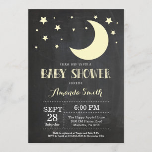 Over de maan Baby shower Invitation Yellow Kaart