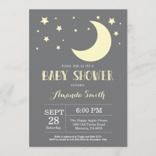 Over de maan Baby shower Invitation Yellow Kaart