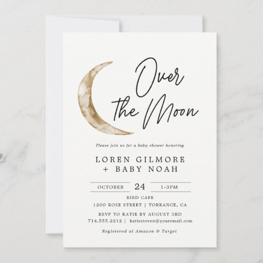 Over de maan Baby shower Kaart (Voorkant)