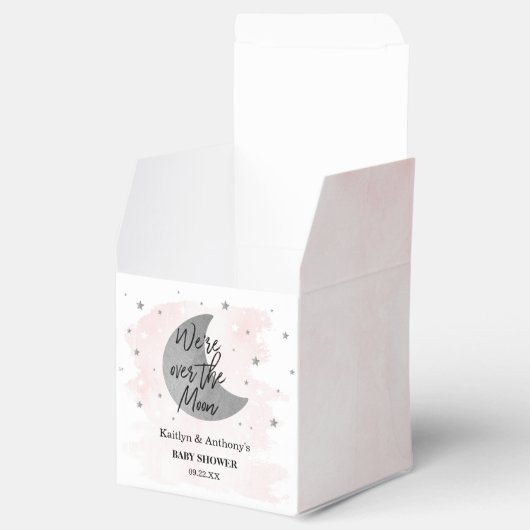 Over de maan | Baby shower meisjes Bedankdoosjes (Geopend)