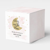 Over de maan | Baby shower meisjes Bedankdoosjes (Voorkant Zijde)