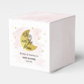 Over de maan | Baby shower meisjes Bedankdoosjes (Voorkant Zijde)