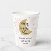Over de maan | Baby shower meisjes Papieren Bekers (Achterkant)