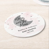 Over de maan | Baby shower meisjes Ronde Kartonnen Onderzetter (Gebogen)