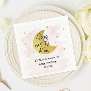 Over de maan   Baby shower meisjes Servet