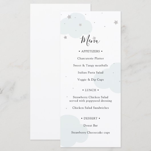 Over de Maan Baby shower Menu (Voorkant / Achterkant)
