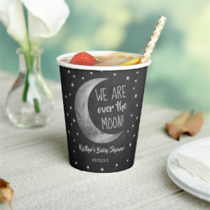 Over de maan   BABY SHOWER Papieren Bekers